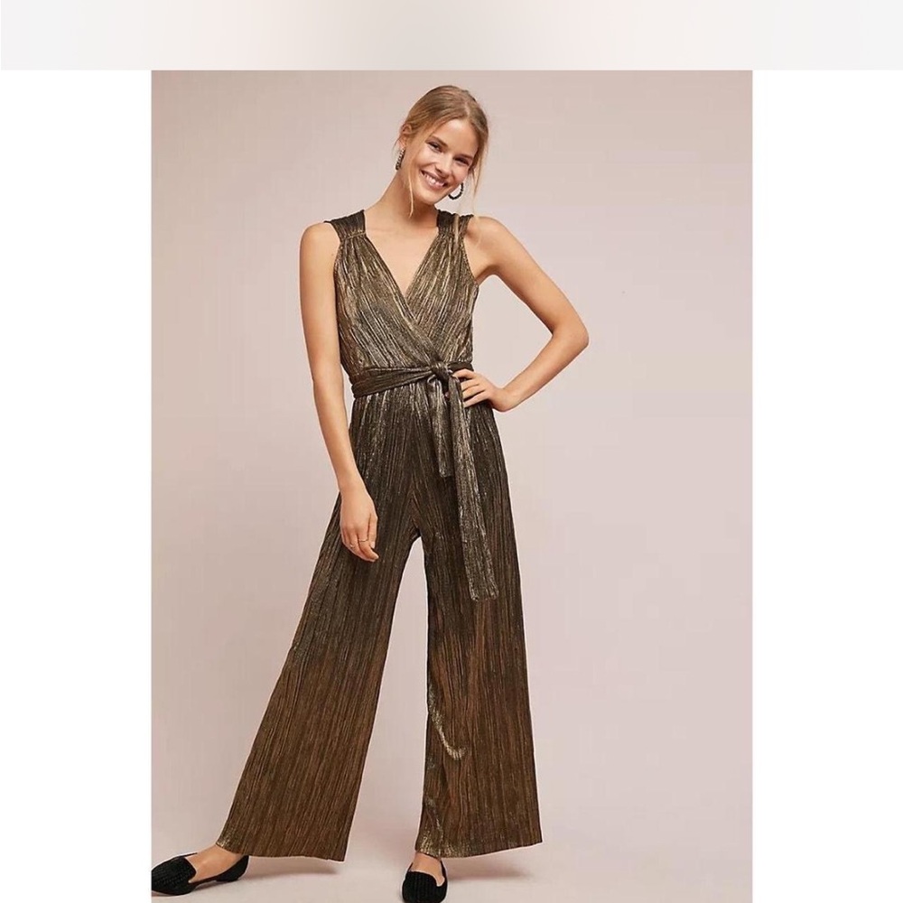 Metallic Bronze Sleeveless Jumpsuit